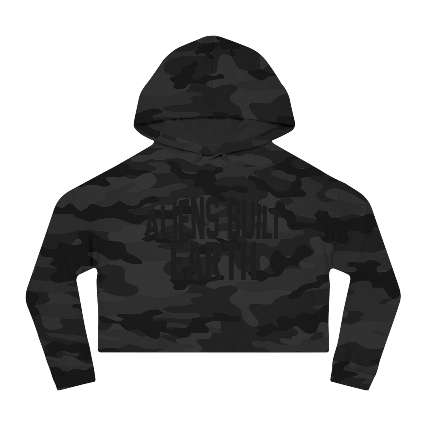 Women’s Cropped Hooded Sweatshirt - 'Aliens Built Earth' Casual Hoodie