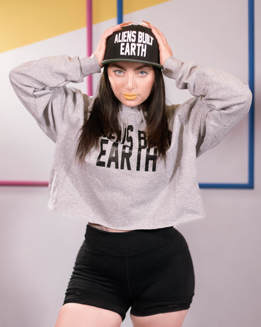 Aliens Built Earth X Champion Womens Cropped Hoodie Ships in 2 weeks
