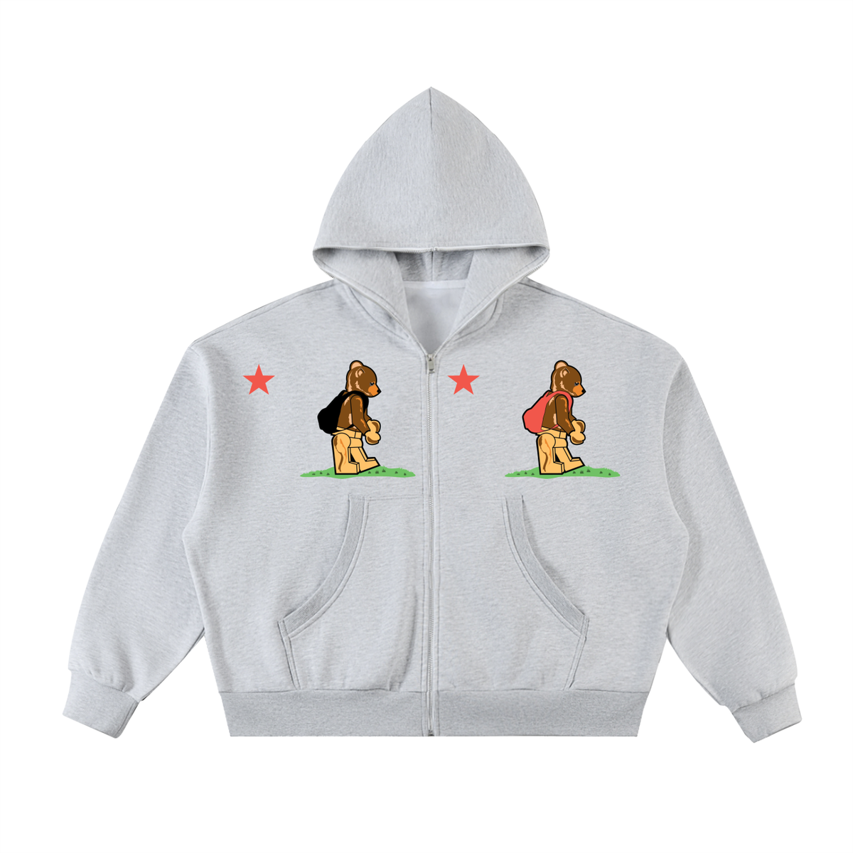 Dub Coast Grizzlies Fleeced Full-Zip Boxy Hoodie