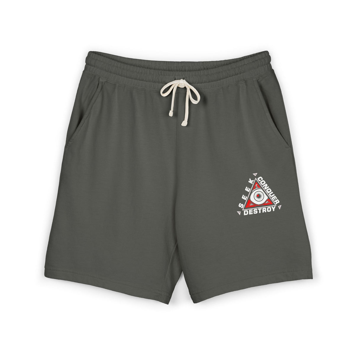 Destroy Eye Triangle Sweat Shorts — Casual Garment-Dyed Fleece