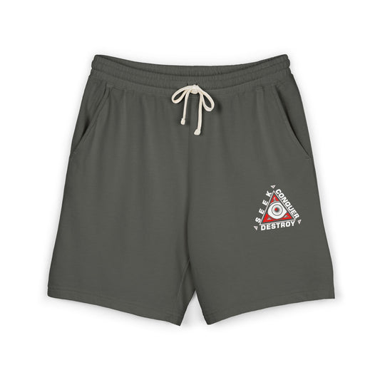 Destroy Eye Triangle Sweat Shorts — Casual Garment-Dyed Fleece