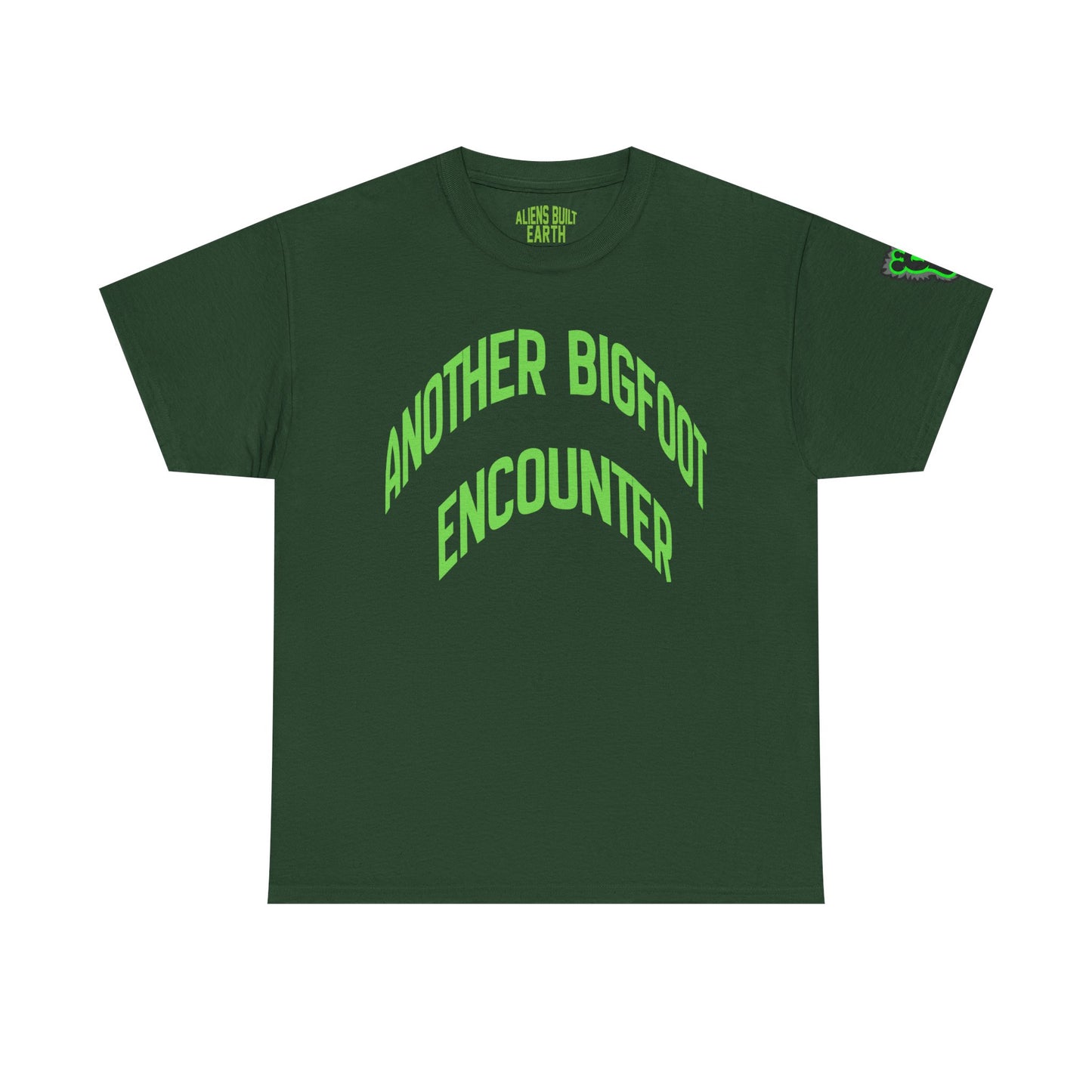 Bigfoot Encounter Tee — Neon Green Cryptid Graphic T-Shirt