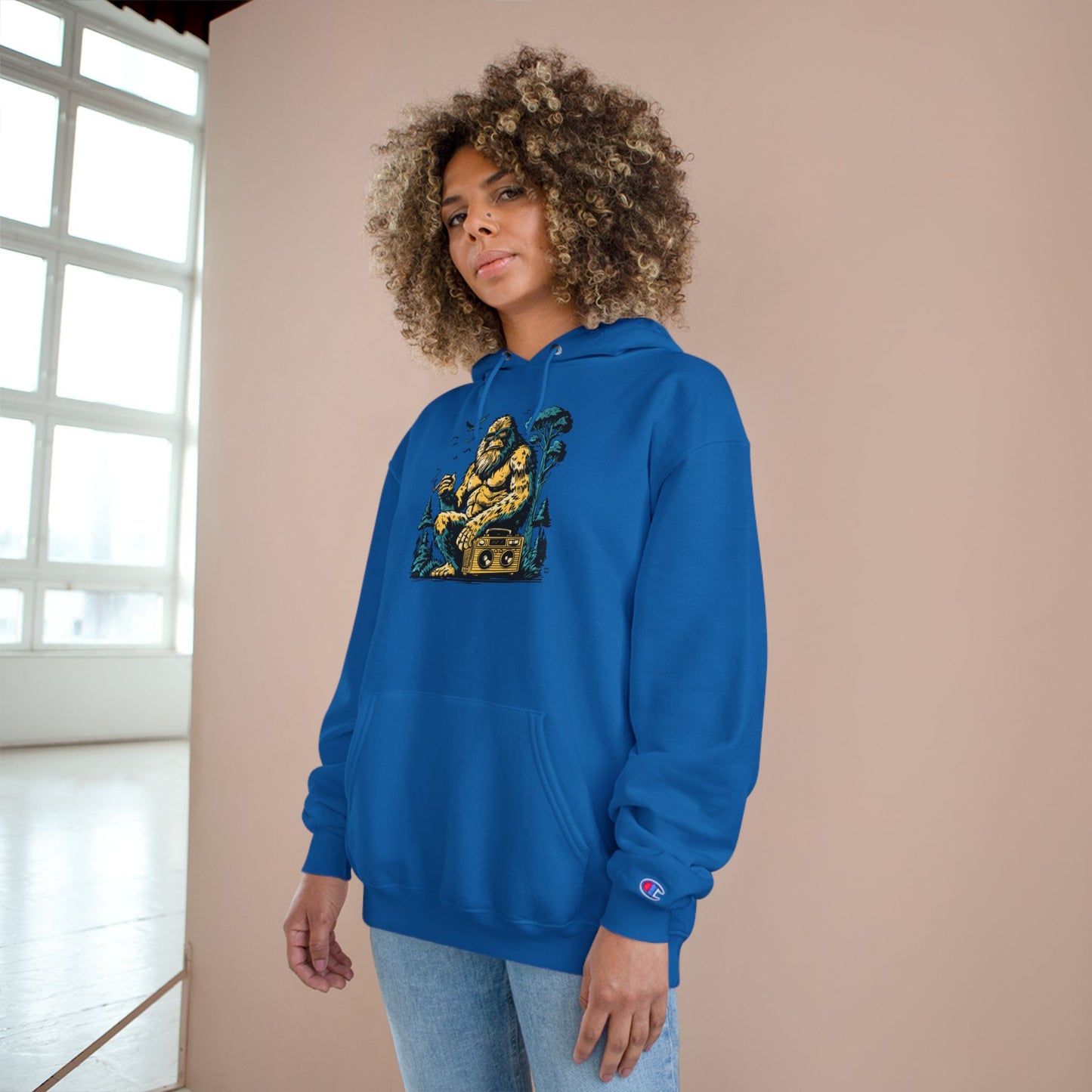 Champion Hoodie - Vintage Surfing Statue Graphic Pullover