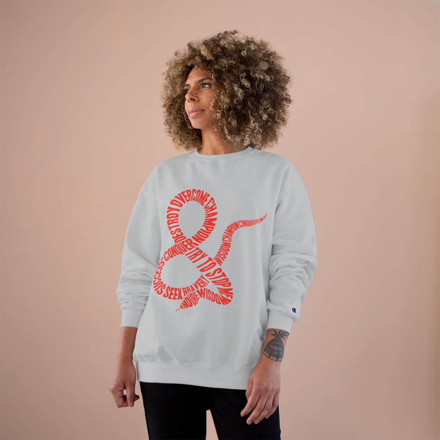 Champion Sweatshirt — Red Ampersand Snake Typography Crewneck