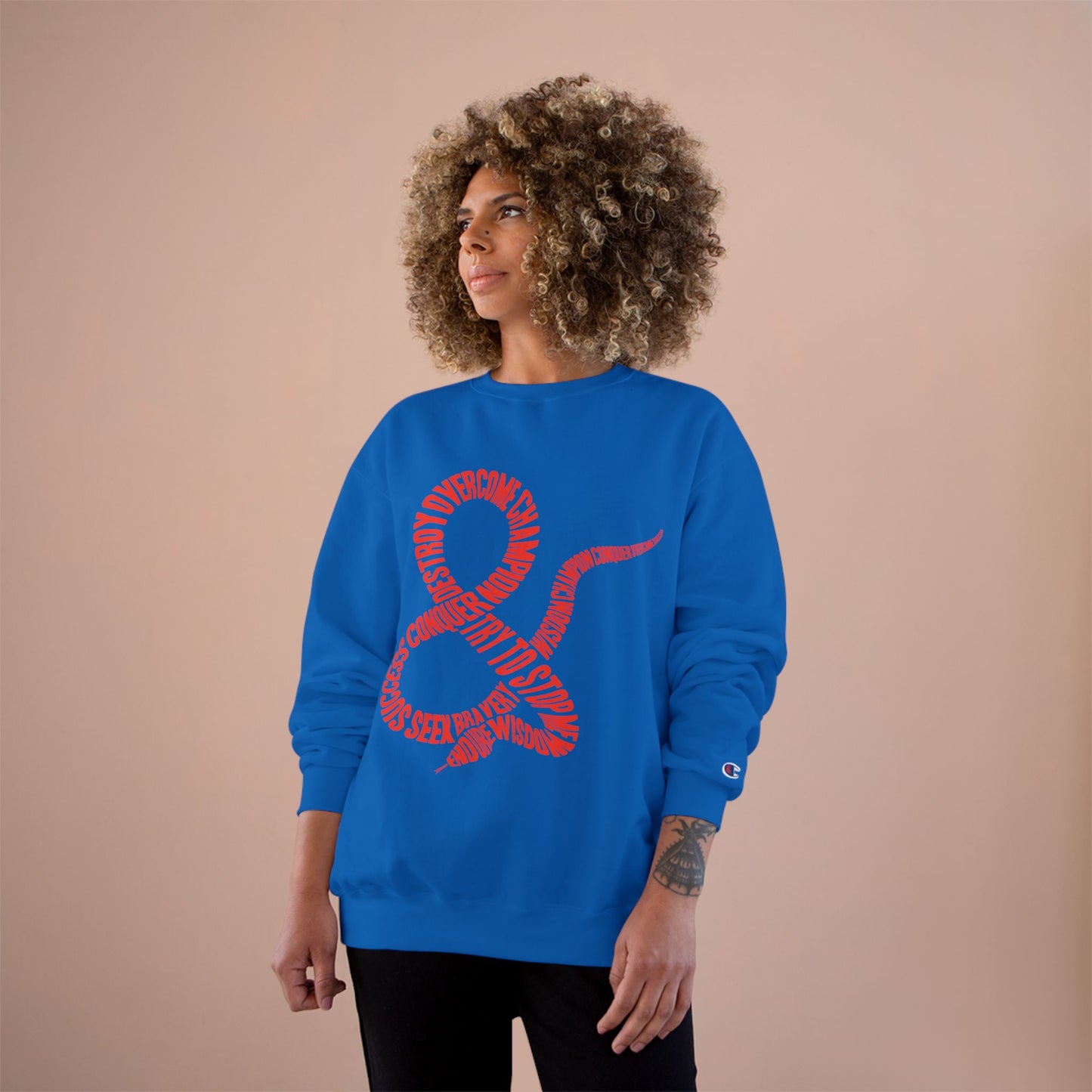 Champion Sweatshirt — Red Ampersand Snake Typography Crewneck