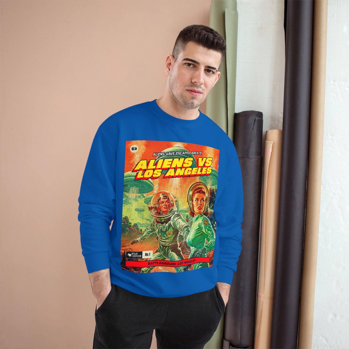 Aliens vs Los Angeles Sweatshirt — Retro Sci‑Fi Graphic Crewneck