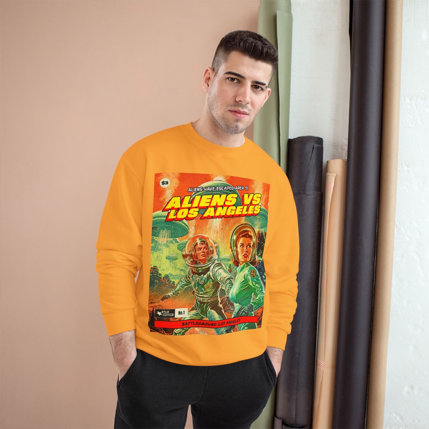 Aliens vs Los Angeles Sweatshirt — Retro Sci‑Fi Graphic Crewneck