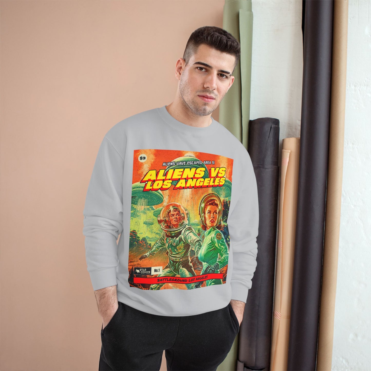 Aliens vs Los Angeles Sweatshirt — Retro Sci‑Fi Graphic Crewneck