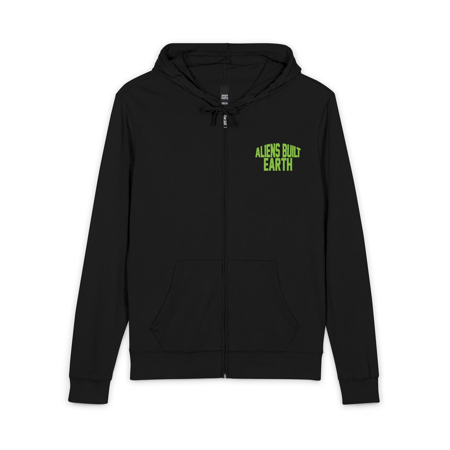 Alien Built Earth Zip Hoodie — 'ABE' Retro Sci‑Fi Half A.B.E Logo Full‑Zip Hoodie