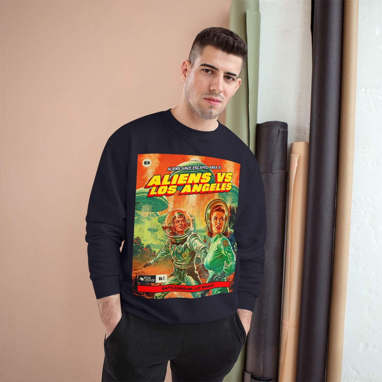 Aliens vs Los Angeles Sweatshirt — Retro Sci‑Fi Graphic Crewneck
