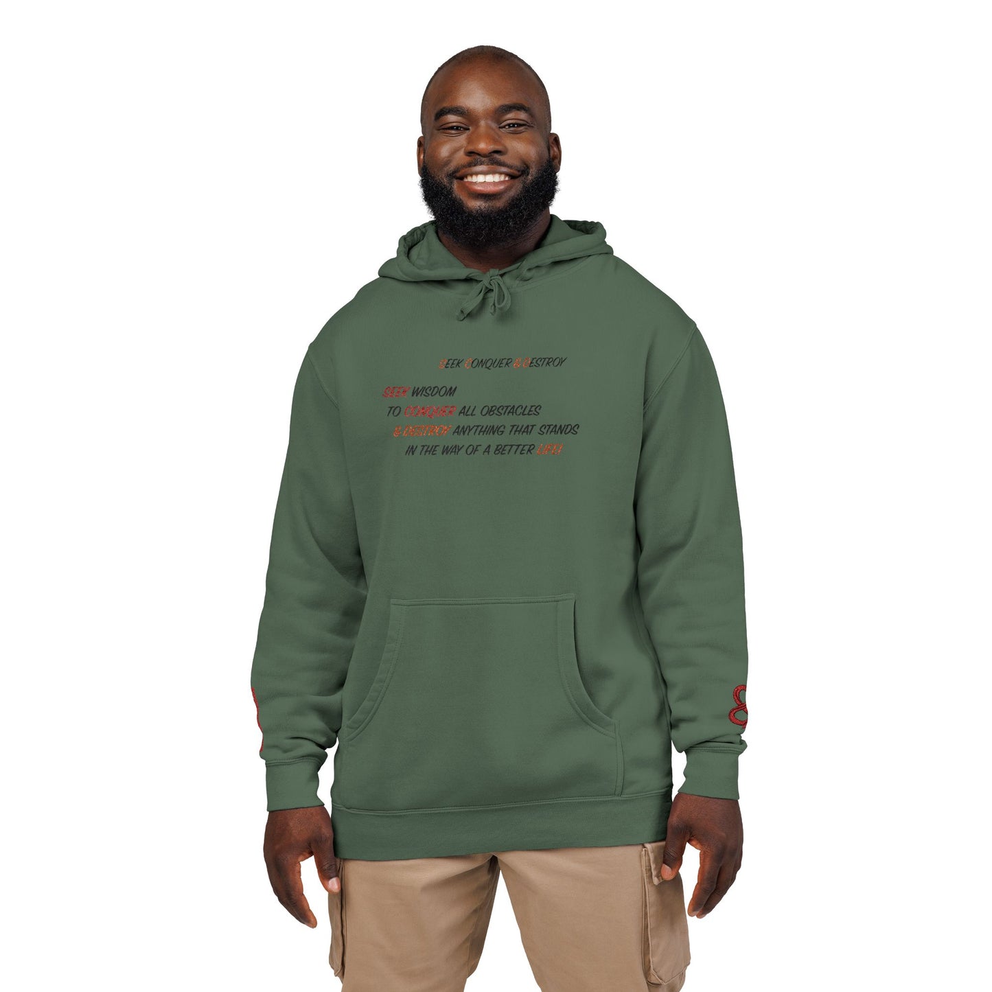 Embroidered Olive Pigment-Dyed Hoodie — Subtle Script Streetwear