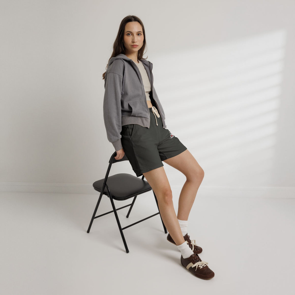 Destroy Eye Triangle Sweat Shorts — Casual Garment-Dyed Fleece