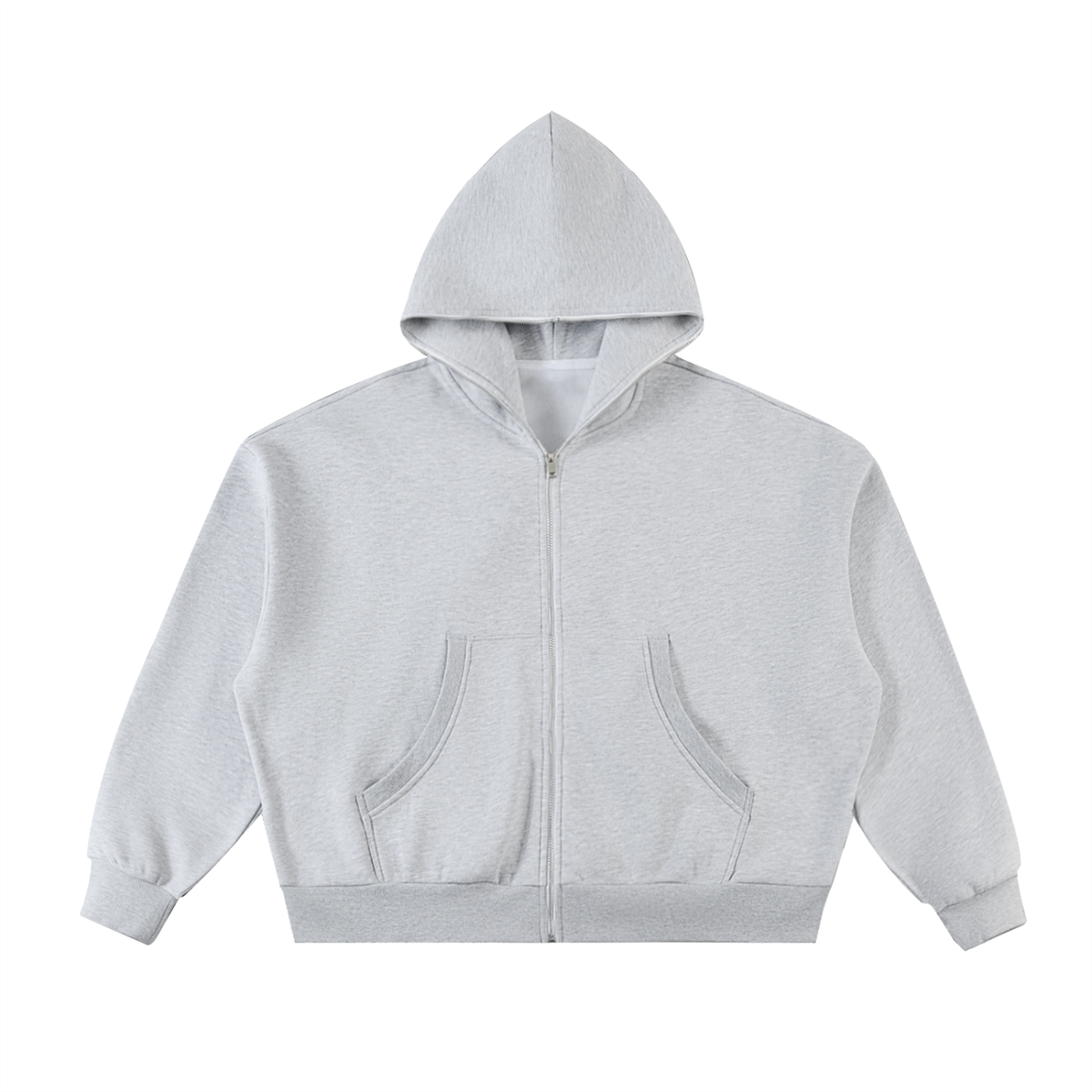 All the way up Zipped Fleeced Full-Zip Boxy Hoodie
