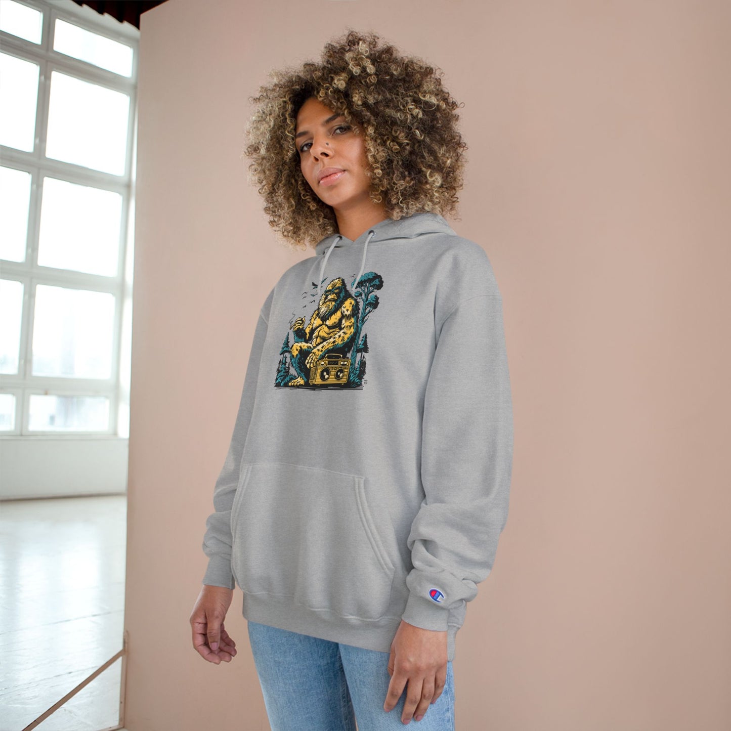 Champion Hoodie - Vintage Surfing Statue Graphic Pullover