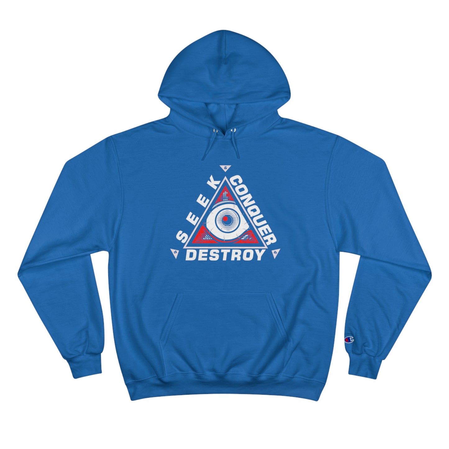 Eye of the Beholder Seek Conquer & Destroy Aim High Champion Hoodie