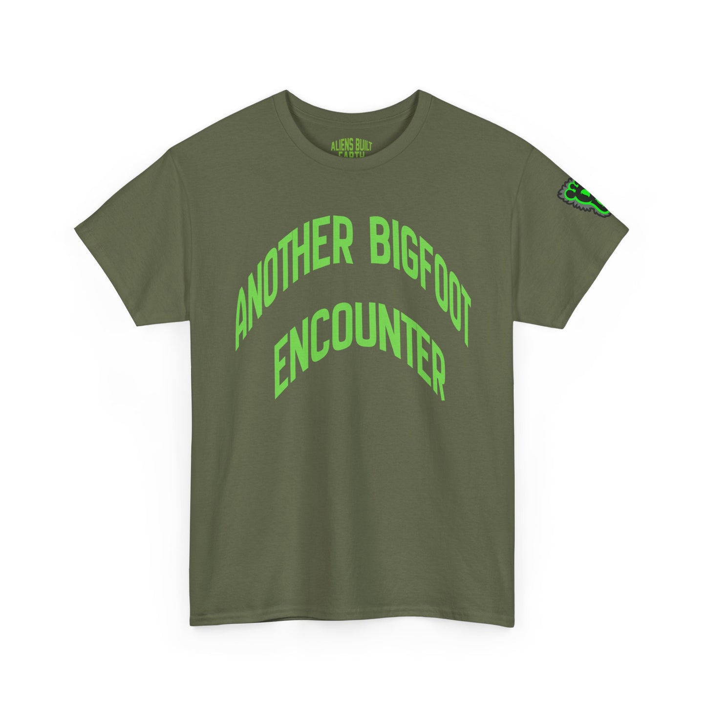 Bigfoot Encounter Tee — Neon Green Cryptid Graphic T-Shirt