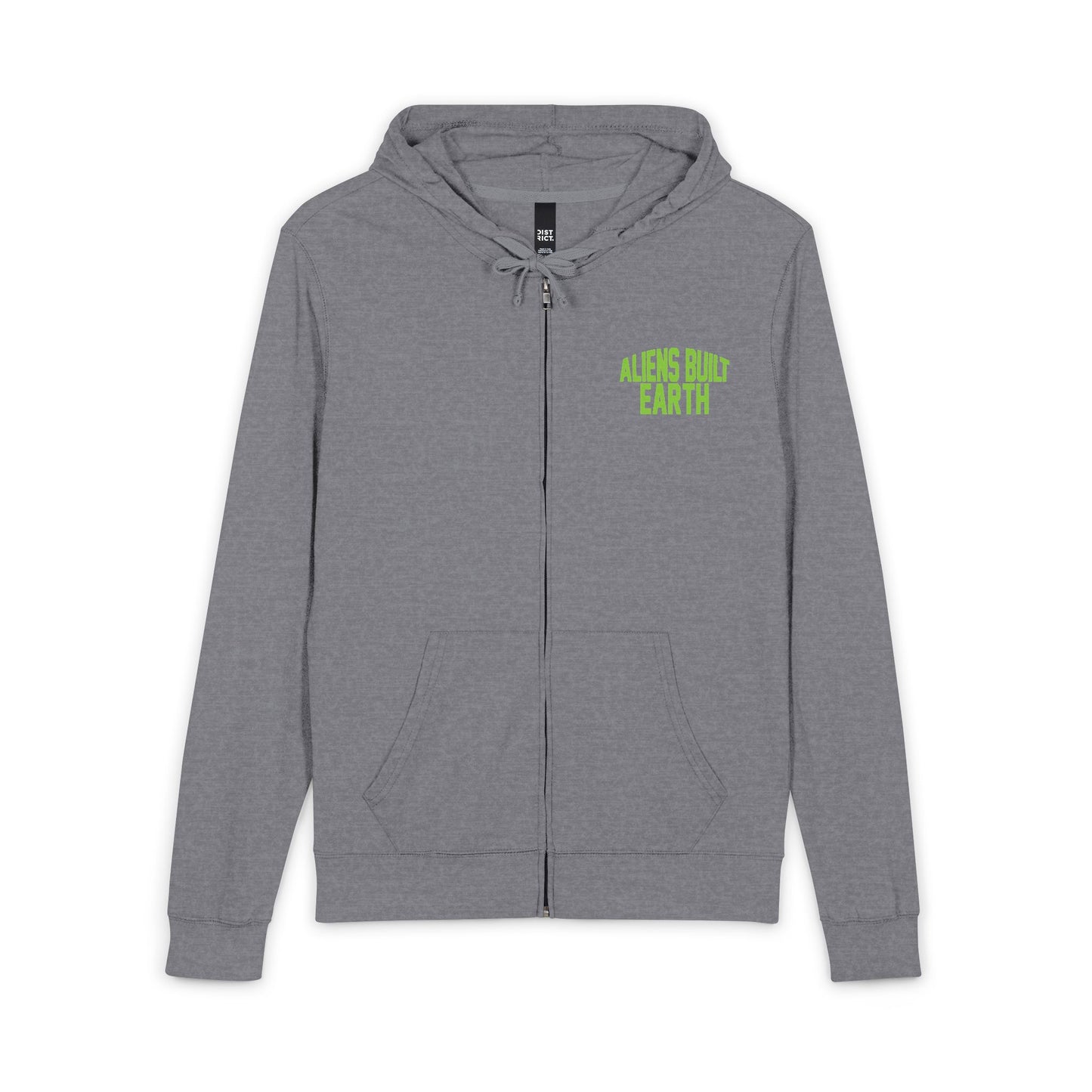 Alien Built Earth Zip Hoodie — 'ABE' Retro Sci‑Fi Half A.B.E Logo Full‑Zip Hoodie