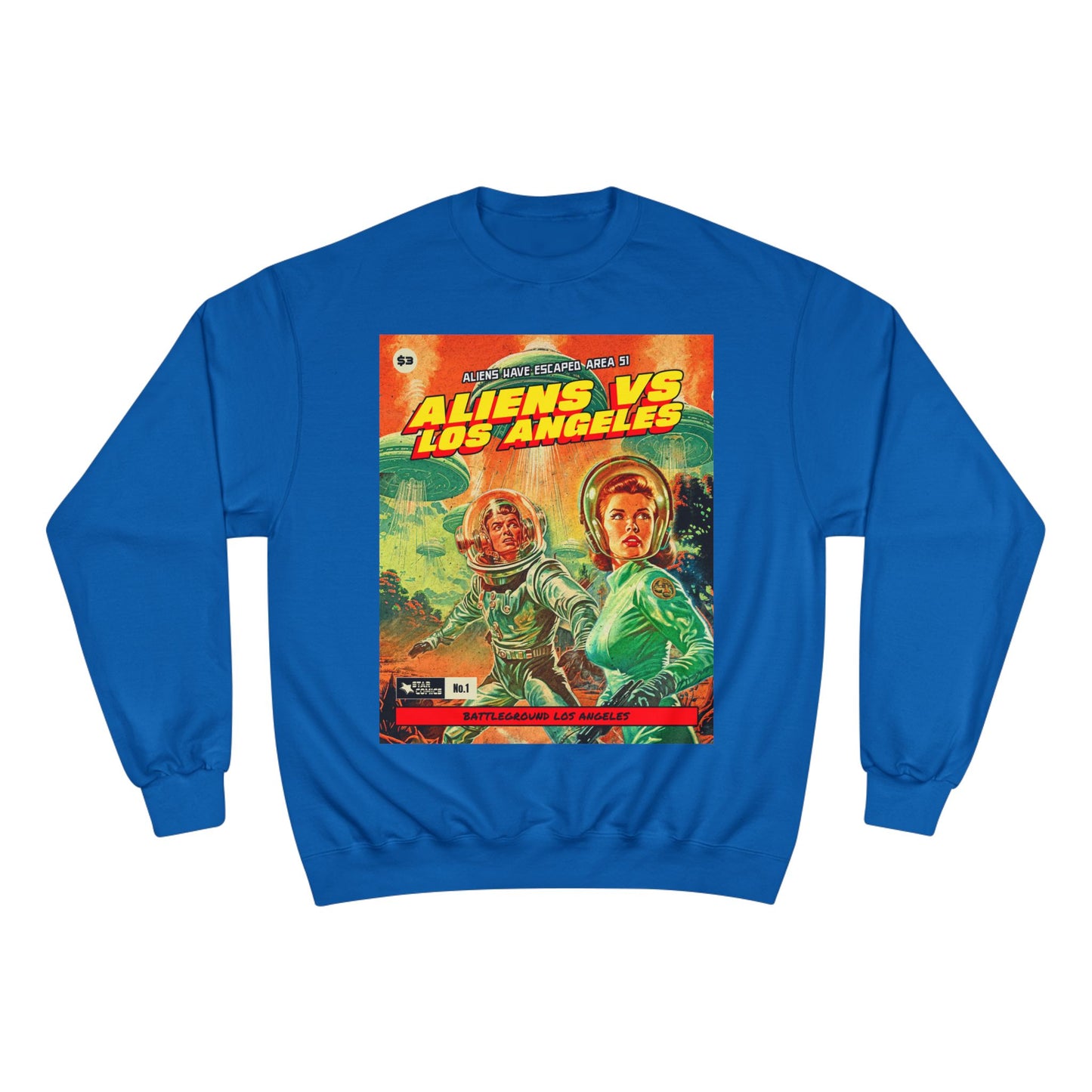 Aliens vs Los Angeles Sweatshirt — Retro Sci‑Fi Graphic Crewneck