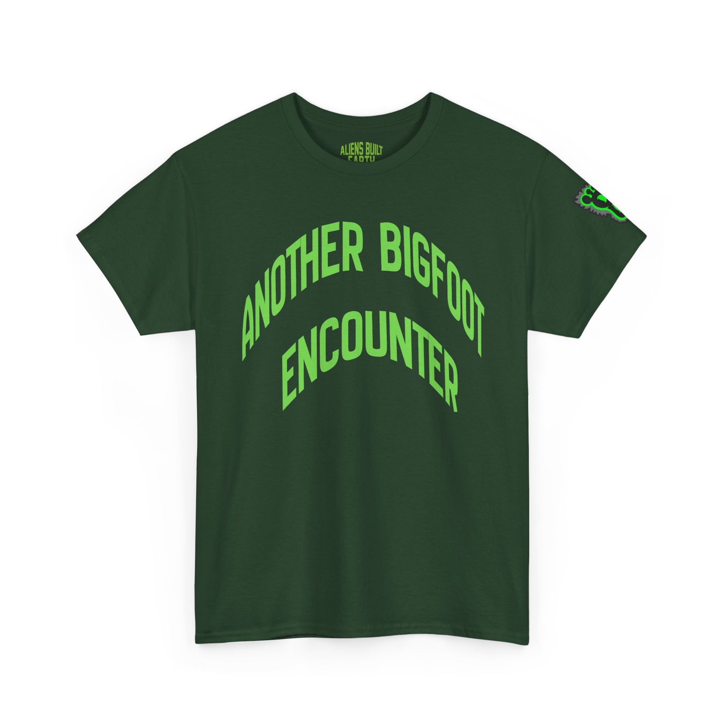 Bigfoot Encounter Tee — Neon Green Cryptid Graphic T-Shirt