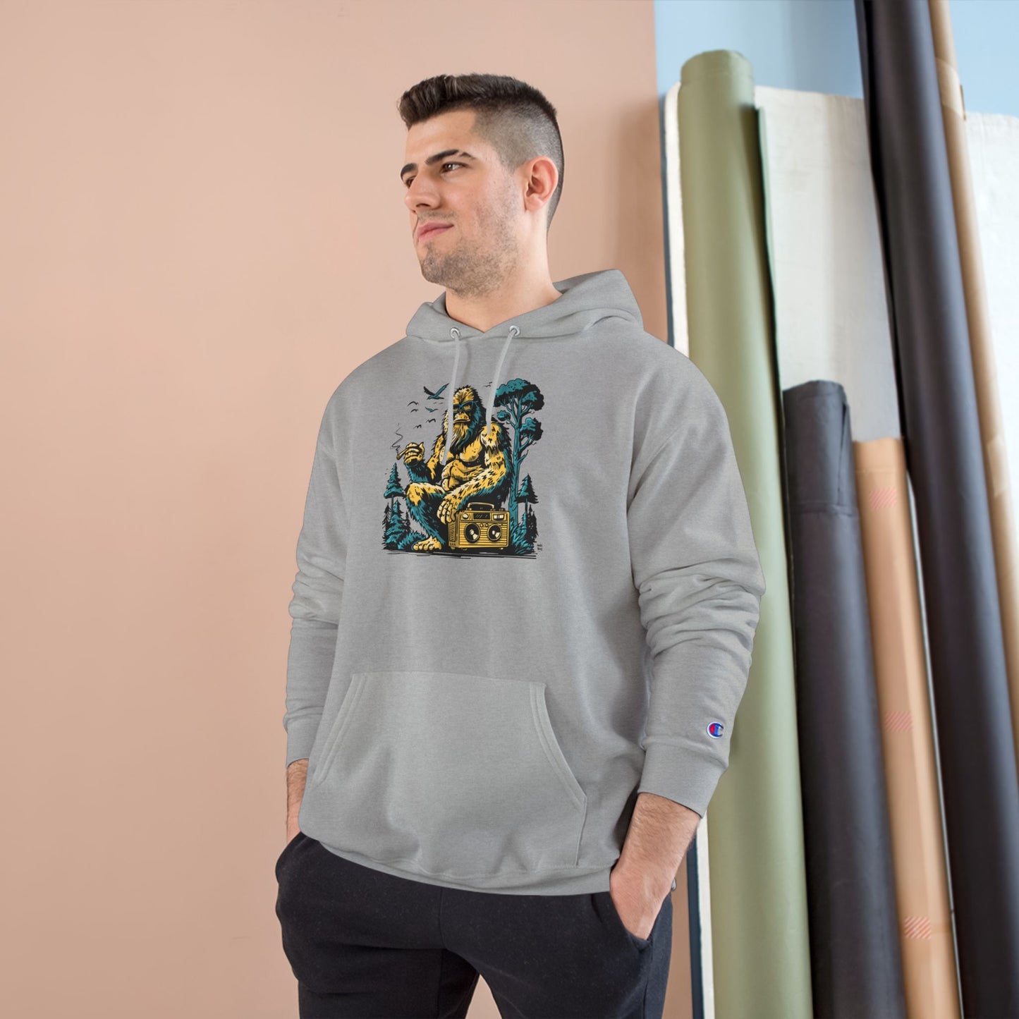 Champion Hoodie - Vintage Surfing Statue Graphic Pullover