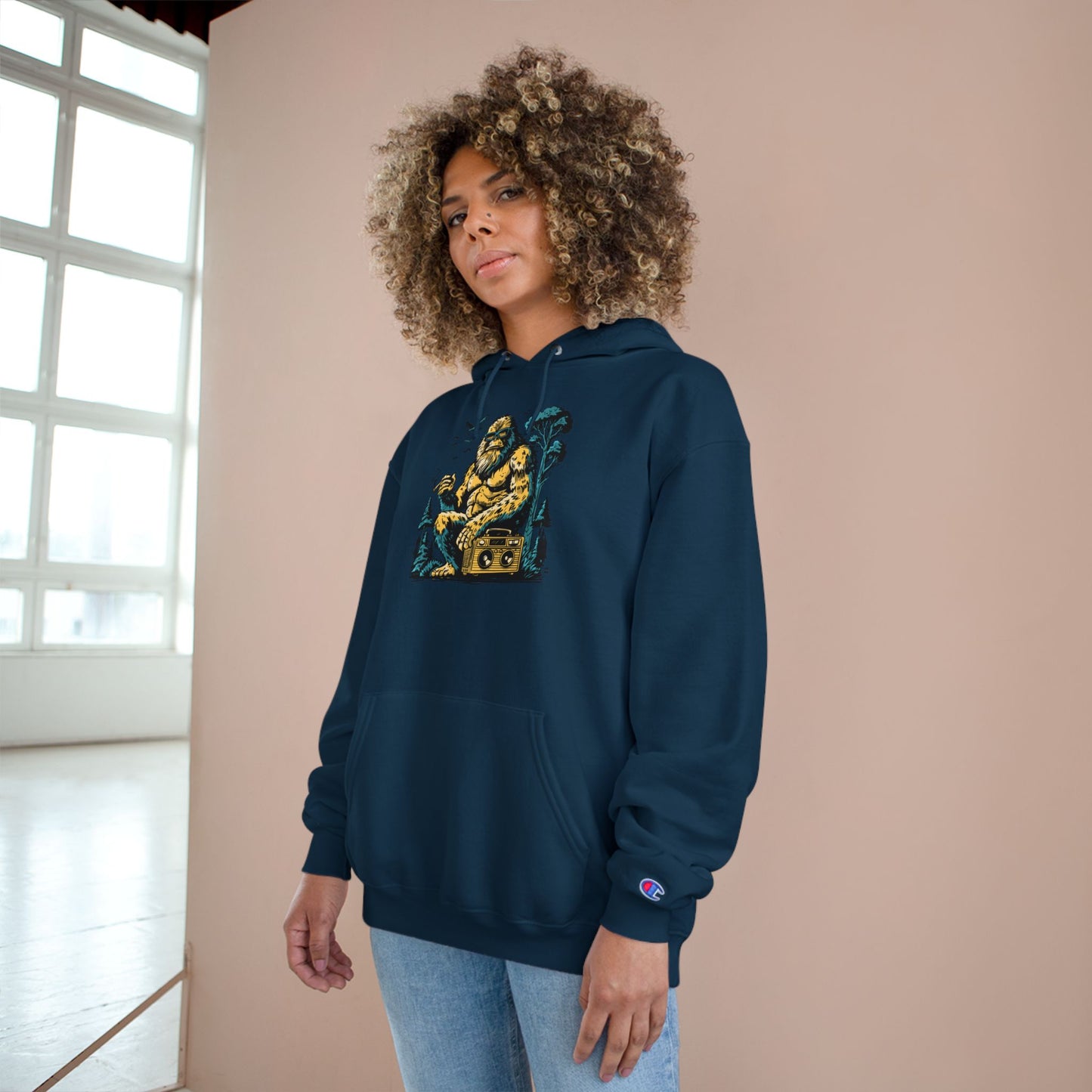 Champion Hoodie - Vintage Surfing Statue Graphic Pullover