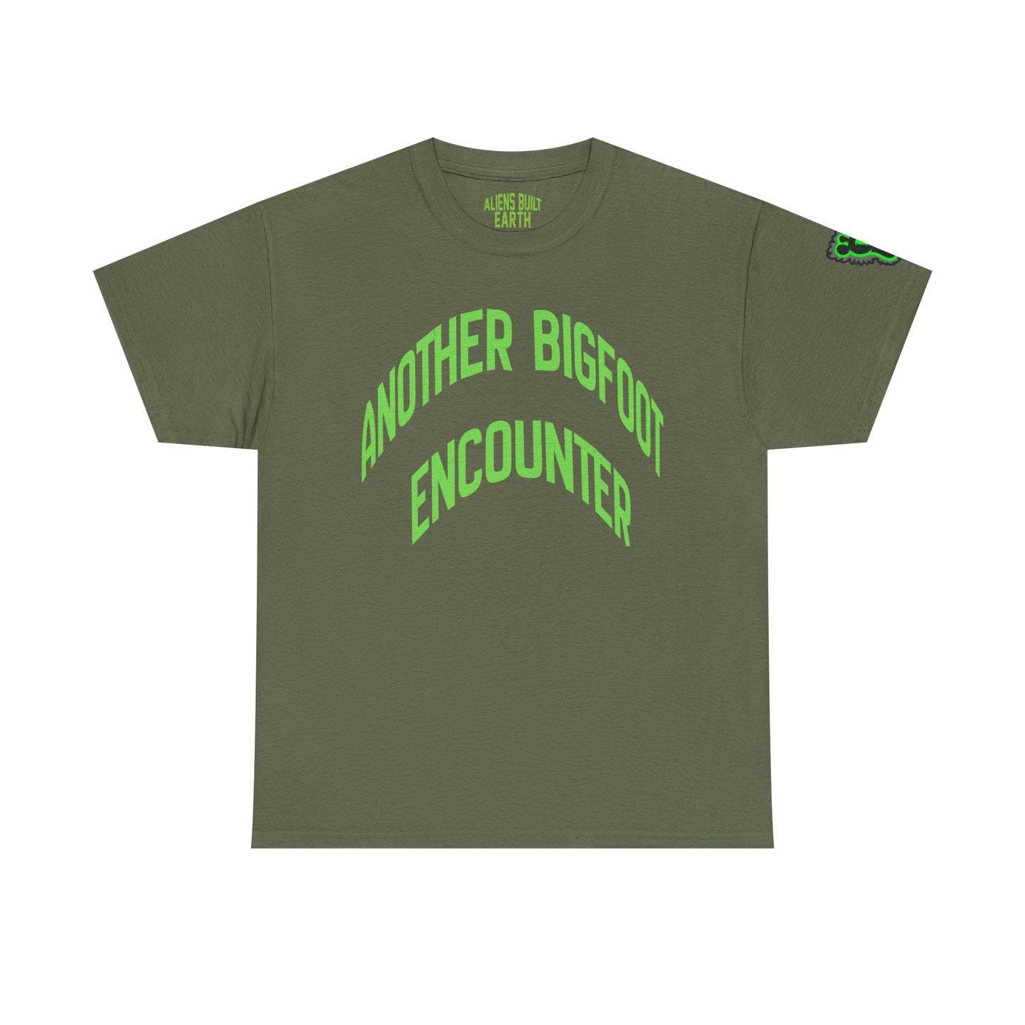 Bigfoot Encounter Tee — Neon Green Cryptid Graphic T-Shirt
