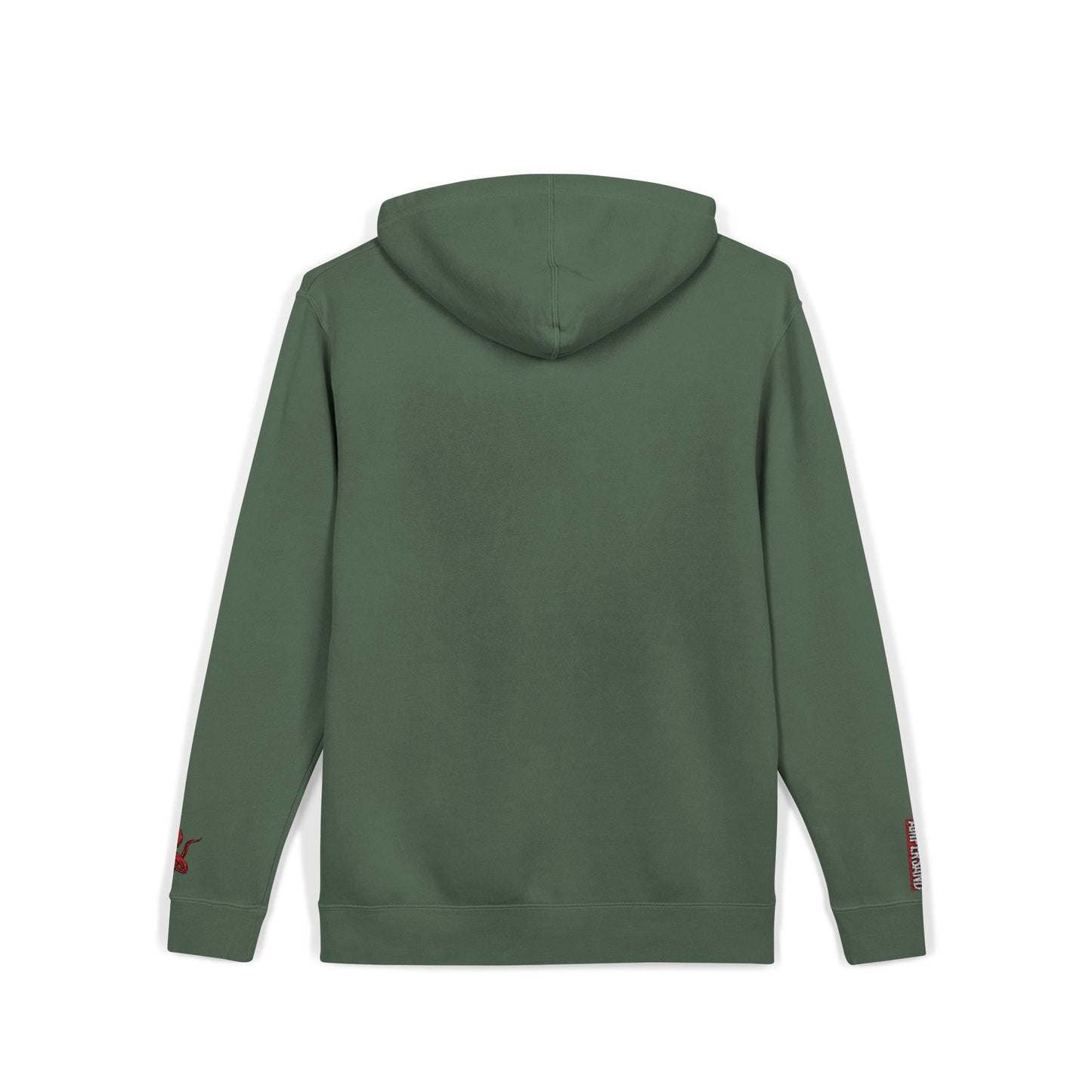 Embroidered Olive Pigment-Dyed Hoodie — Subtle Script Streetwear
