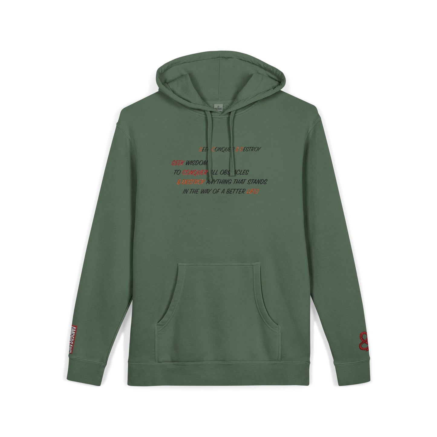Embroidered Olive Pigment-Dyed Hoodie — Subtle Script Streetwear