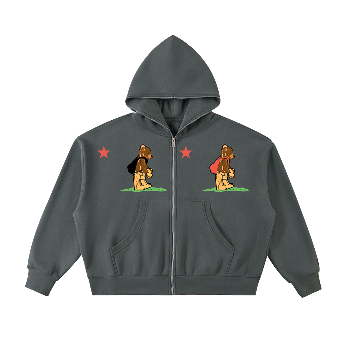 Dub Coast Grizzlies Fleeced Full-Zip Boxy Hoodie