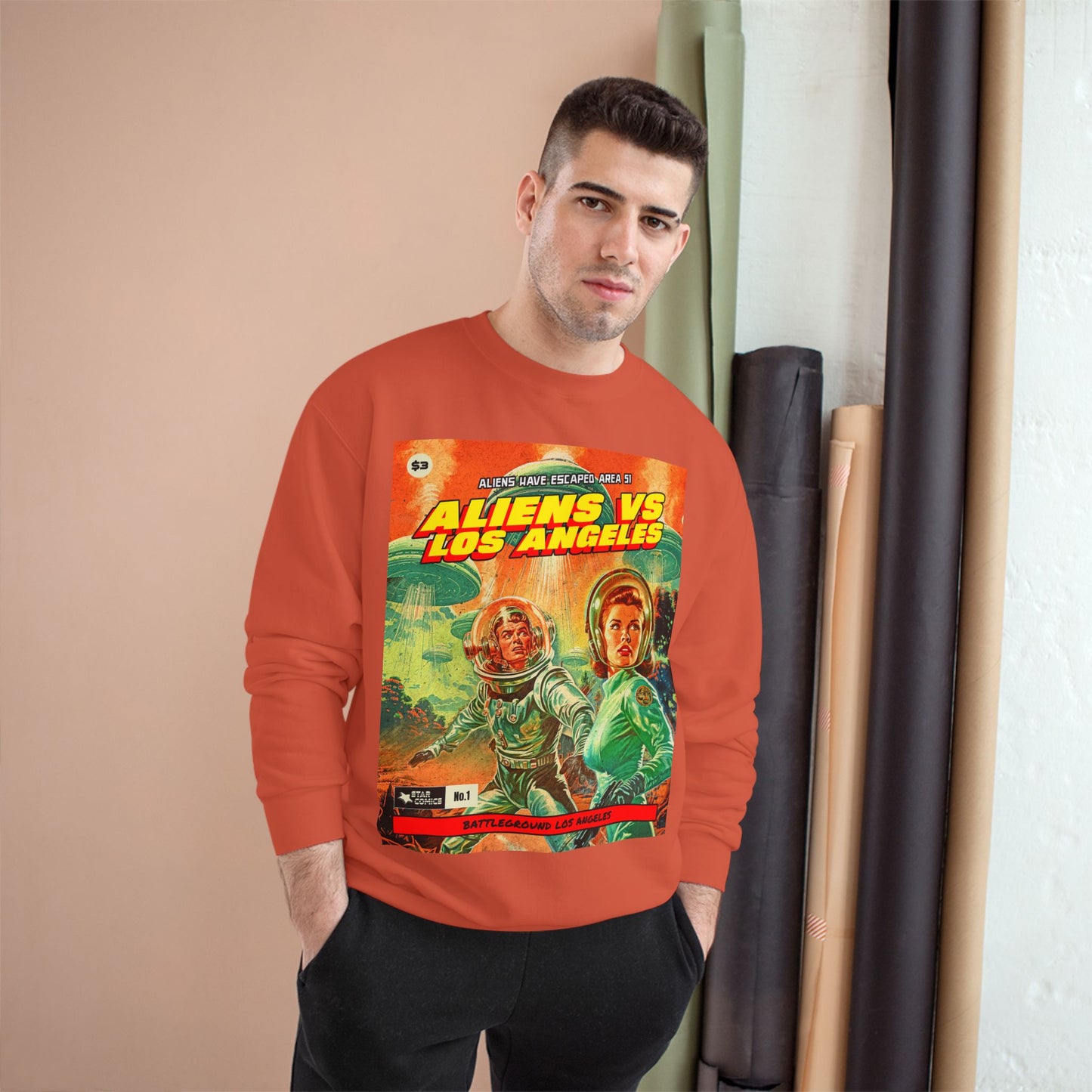 Aliens vs Los Angeles Sweatshirt — Retro Sci‑Fi Graphic Crewneck