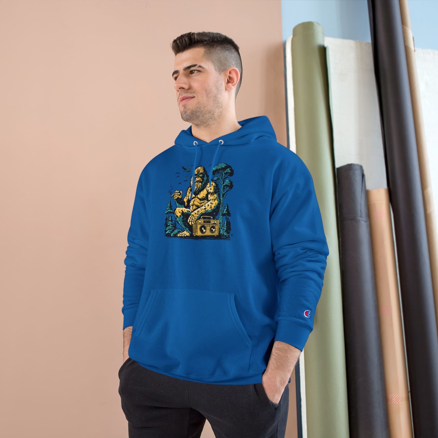 Champion Hoodie - Vintage Surfing Statue Graphic Pullover