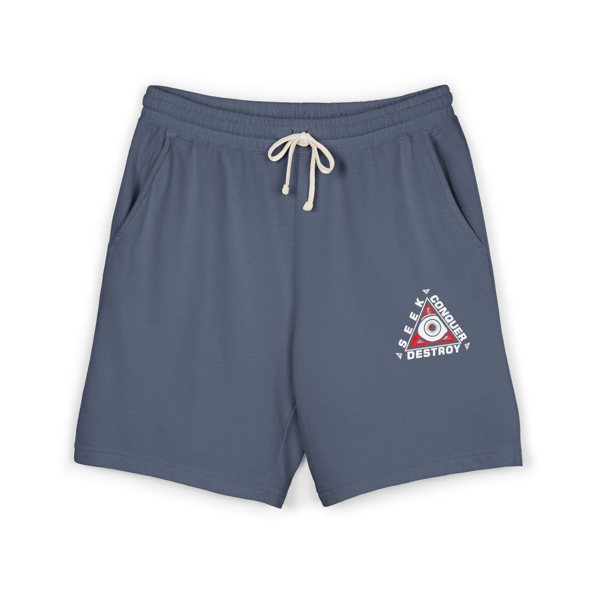Destroy Eye Triangle Sweat Shorts — Casual Garment-Dyed Fleece