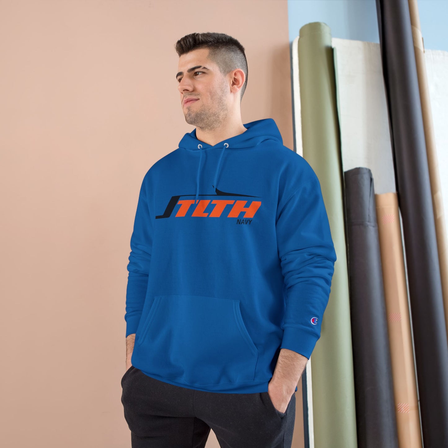 Champion Hoodie — SLTH Navy Racing Logo Pullover