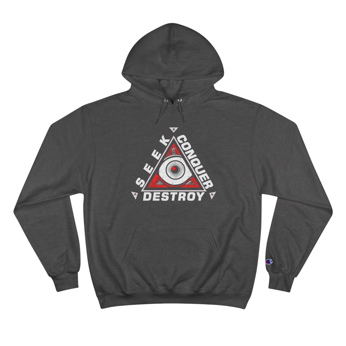 Eye of the Beholder Seek Conquer & Destroy Aim High Champion Hoodie