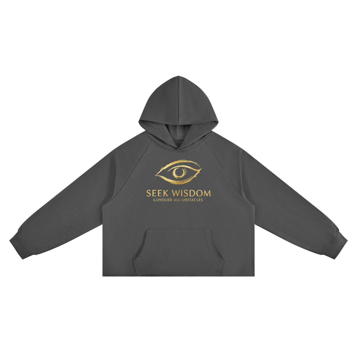 Seek Wisdom Conquer all Obstacles Eyes have thoughts Unisex Vintage Wash Raw Edge Boxy Hoodie
