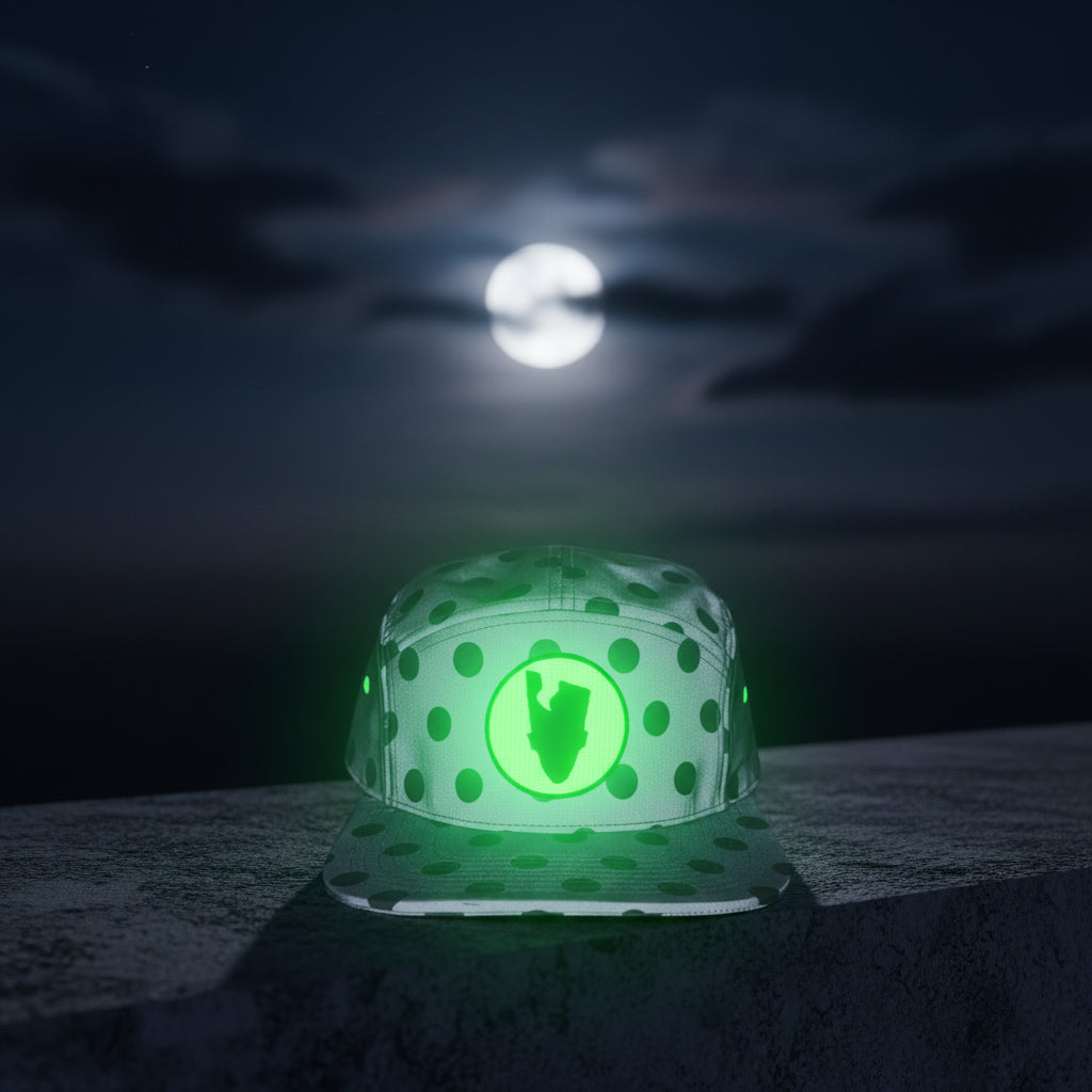 Mega Limited: Brims X Toygami X Kwamé "Safety Dotz" 5 panel cap (Night Glow)