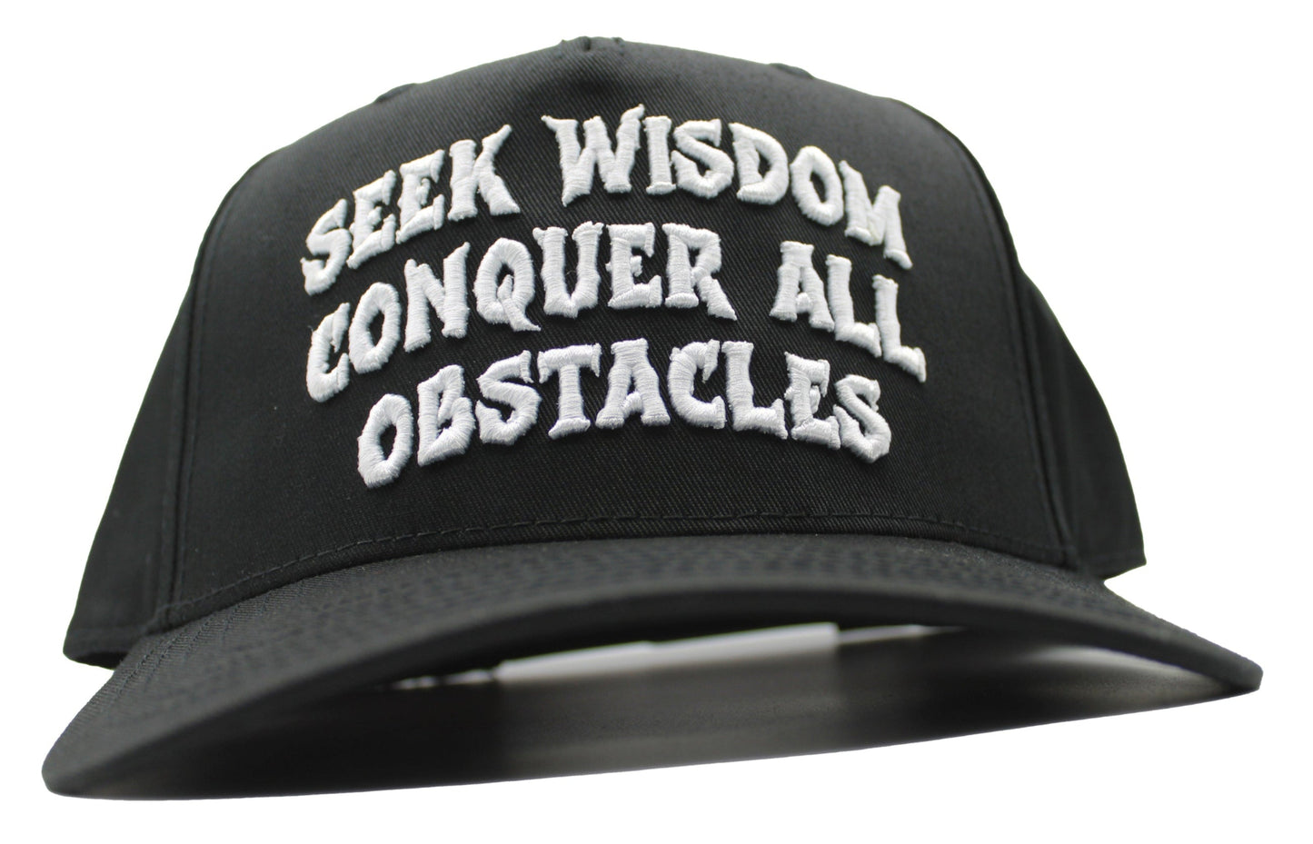 Seek Wisdom Conquer All Obstacles 5 panel Dad hat