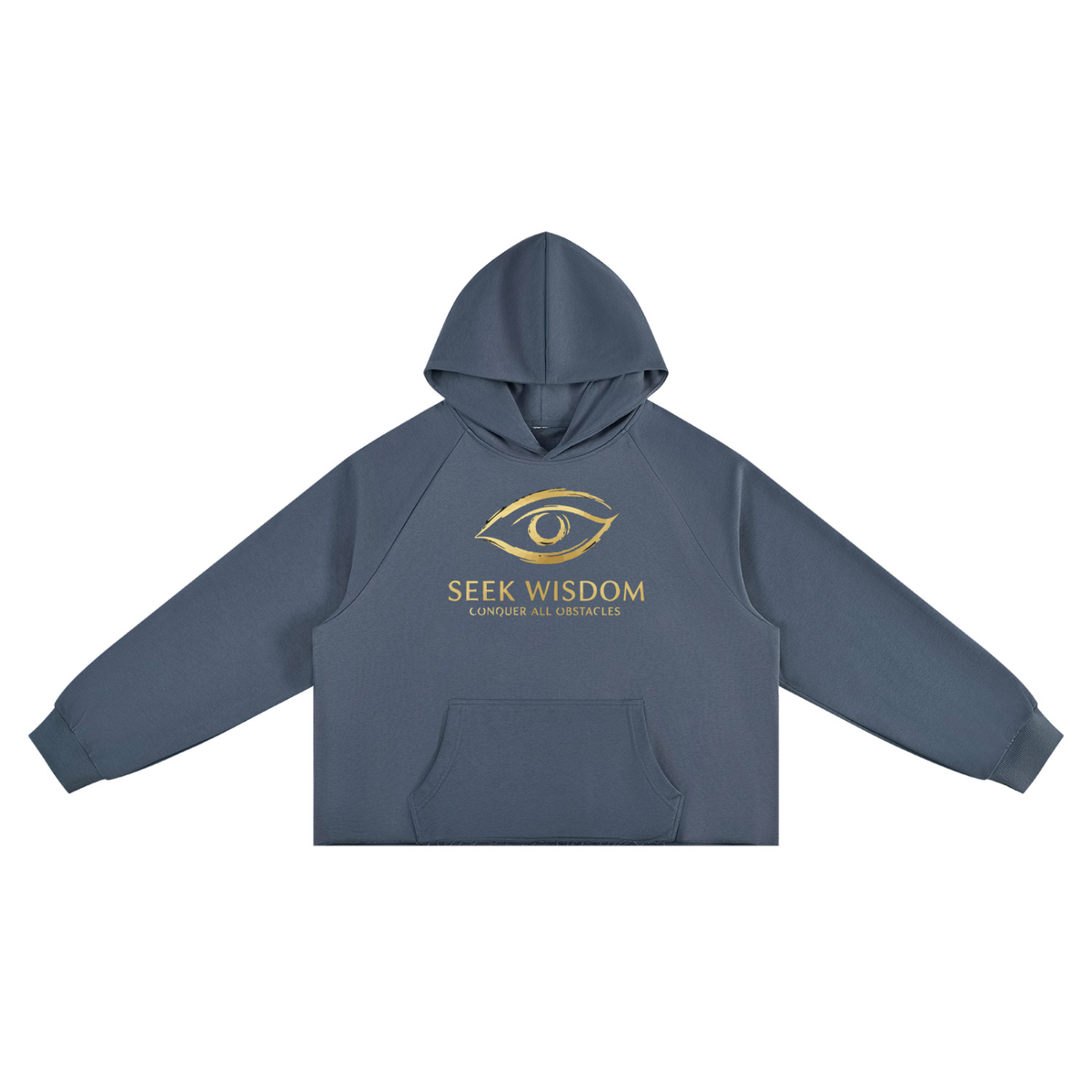 Seek Wisdom Conquer all Obstacles Eyes have thoughts Unisex Vintage Wash Raw Edge Boxy Hoodie