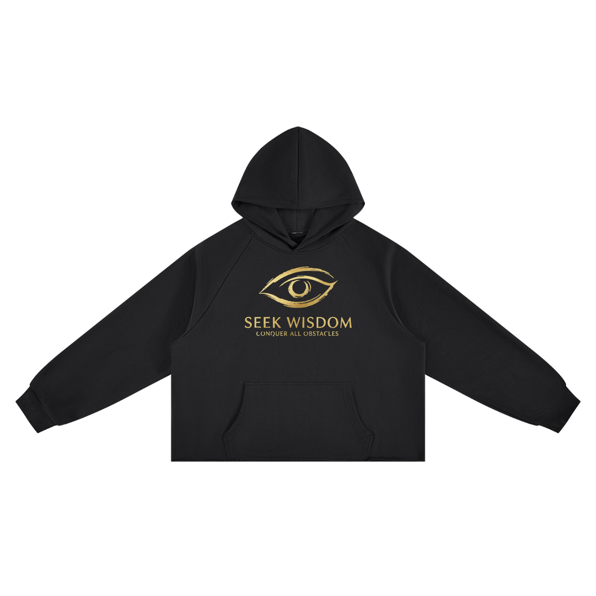 Seek Wisdom Conquer all Obstacles Eyes have thoughts Unisex Vintage Wash Raw Edge Boxy Hoodie