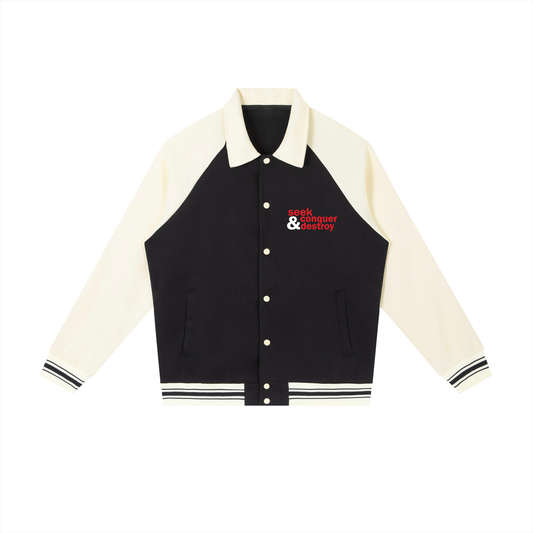 jacket,letters,varsity,ampersand,seek,conquer,skate,fashion,streetwear,actionsports,wintercoat,winterjacket,fall,collegejacket,lettermans,mens