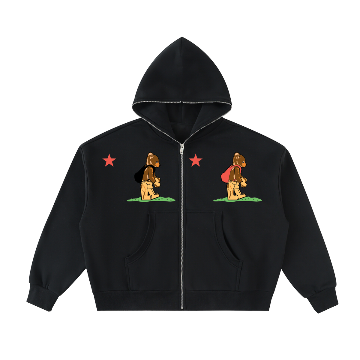 Dub Coast Grizzlies Fleeced Full-Zip Boxy Hoodie