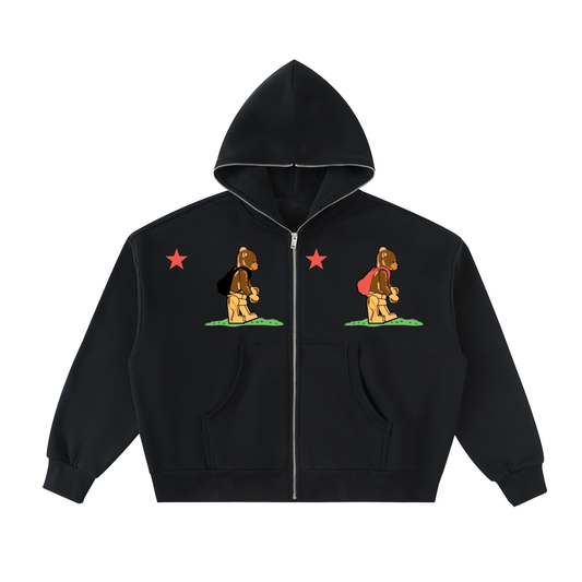 Dub Coast Grizzlies Fleeced Full-Zip Boxy Hoodie