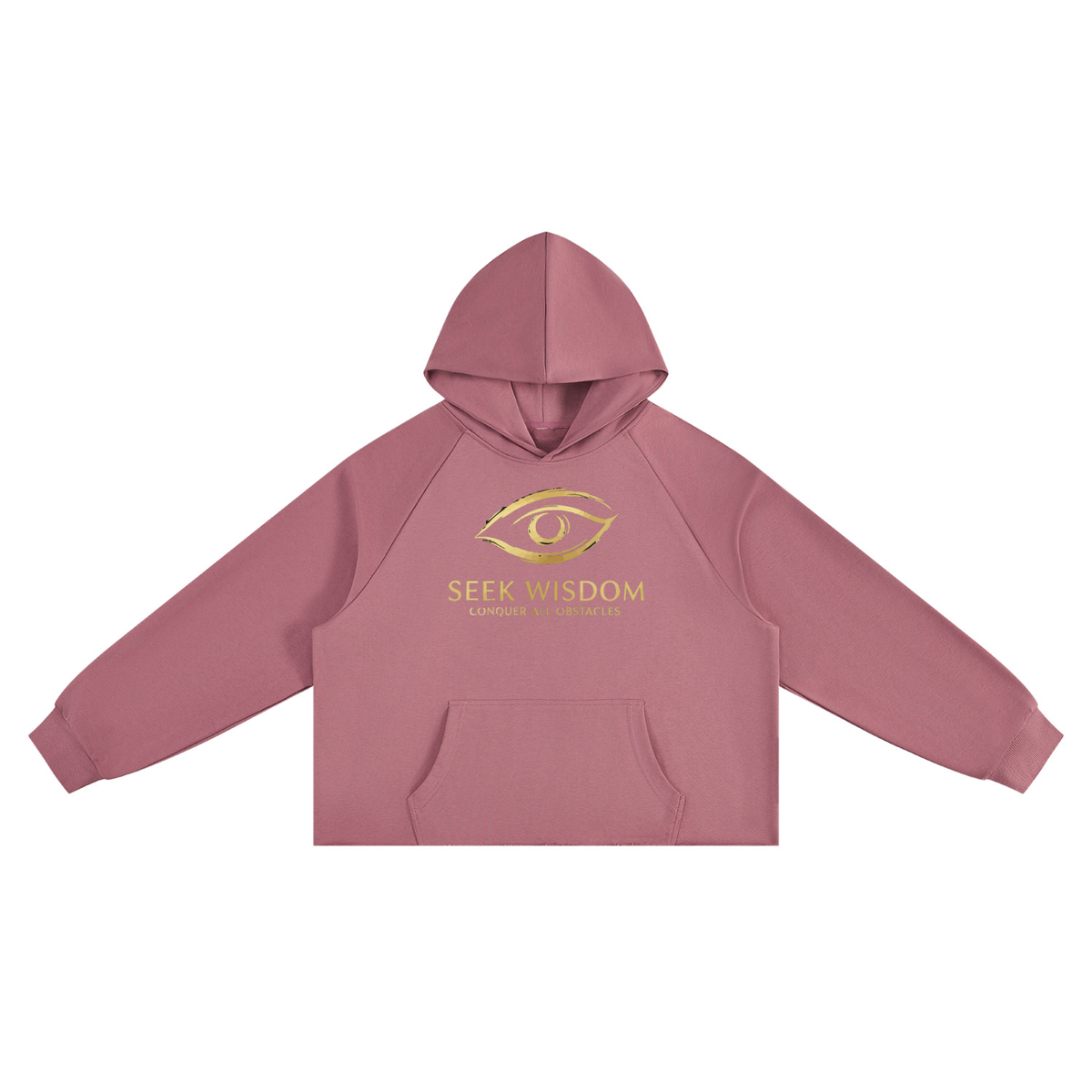 Seek Wisdom Conquer all Obstacles Eyes have thoughts Unisex Vintage Wash Raw Edge Boxy Hoodie