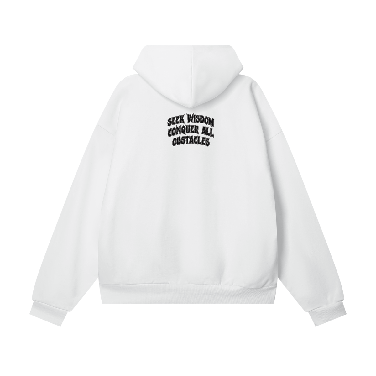 Seek Wisdom Conquer all Obstacles Heavyweight Hidden Pocket Fleece Hoodie