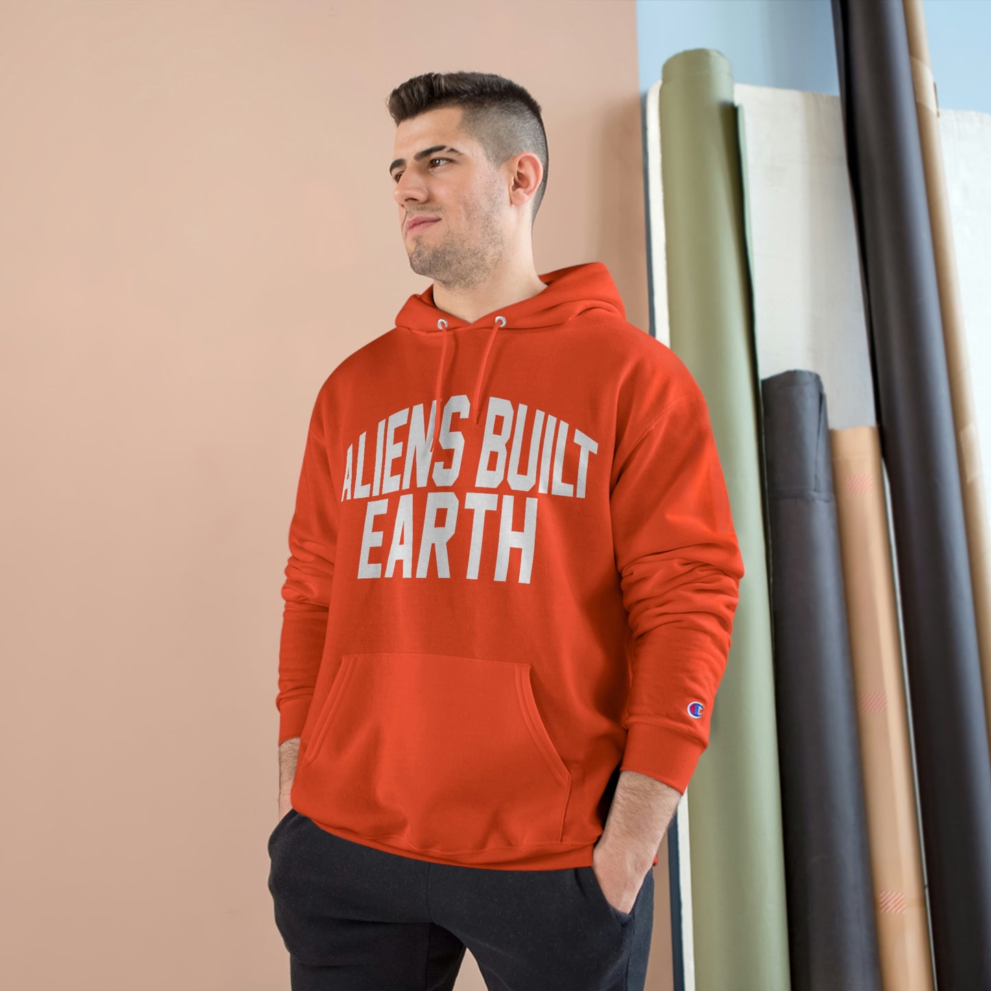 Aliens Built Earth White Label Champion hoodie