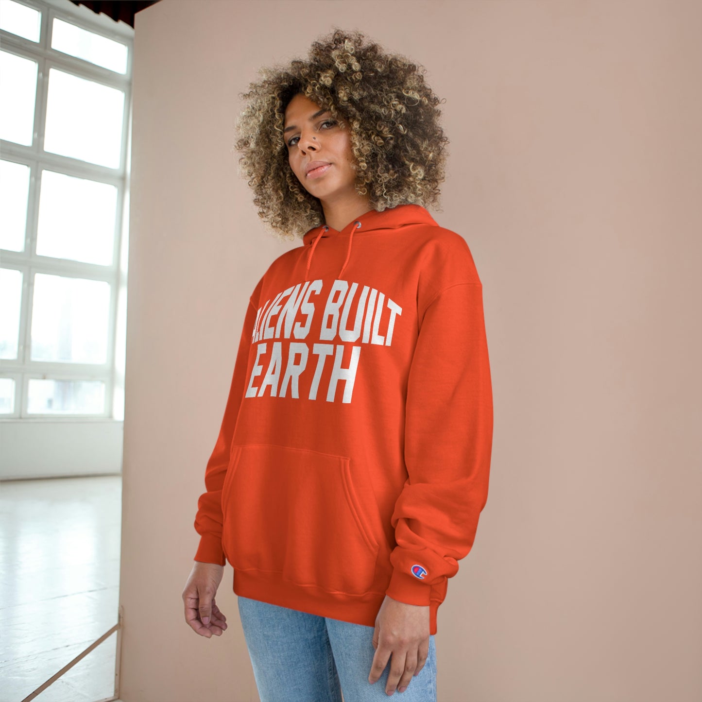 Aliens Built Earth White Label Champion hoodie