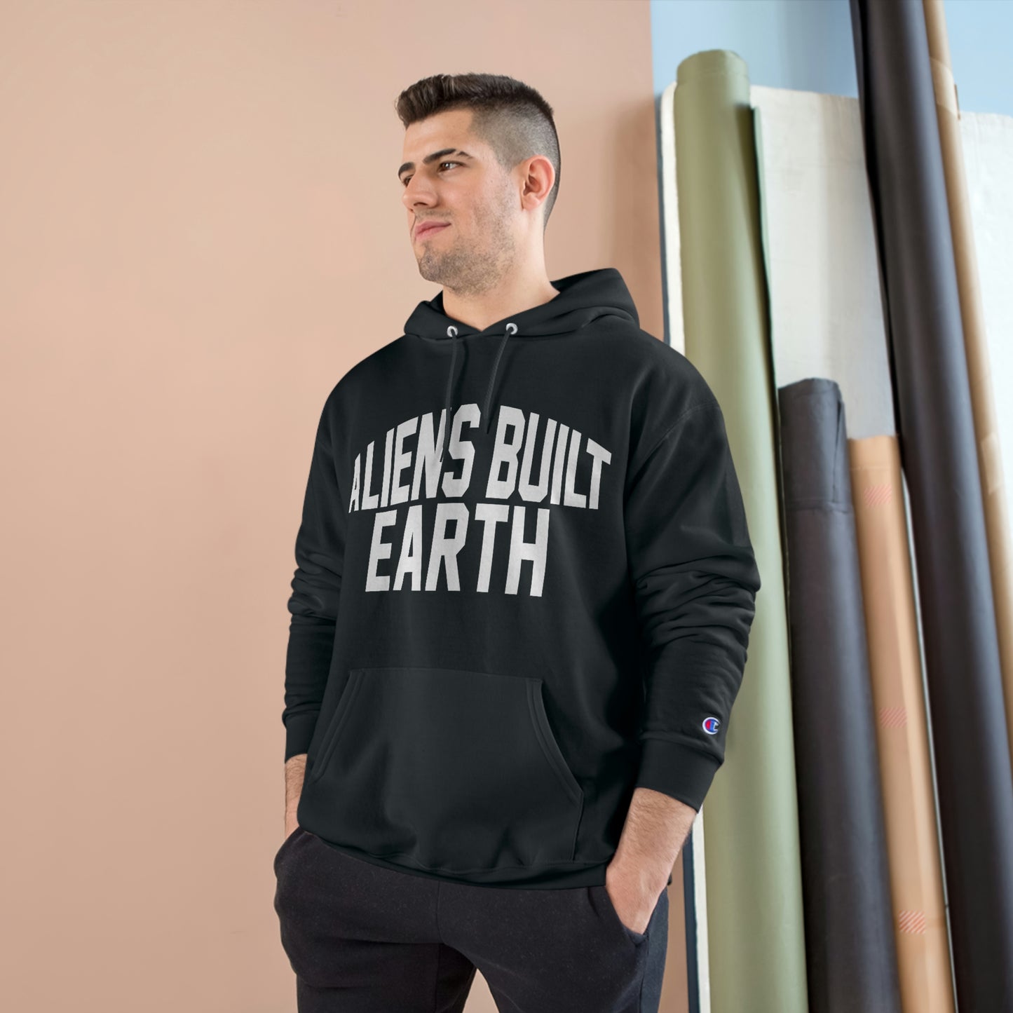 Aliens Built Earth White Label Champion hoodie