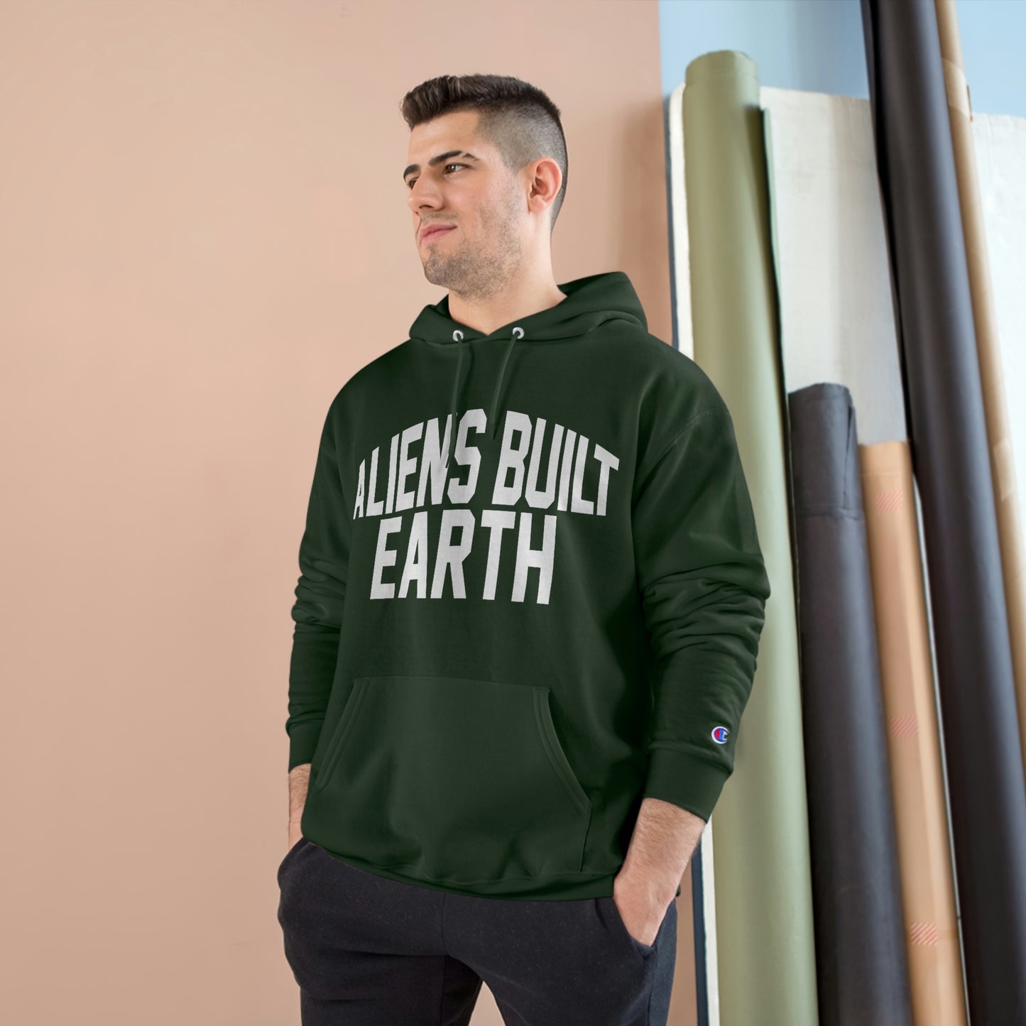 Aliens Built Earth White Label Champion hoodie