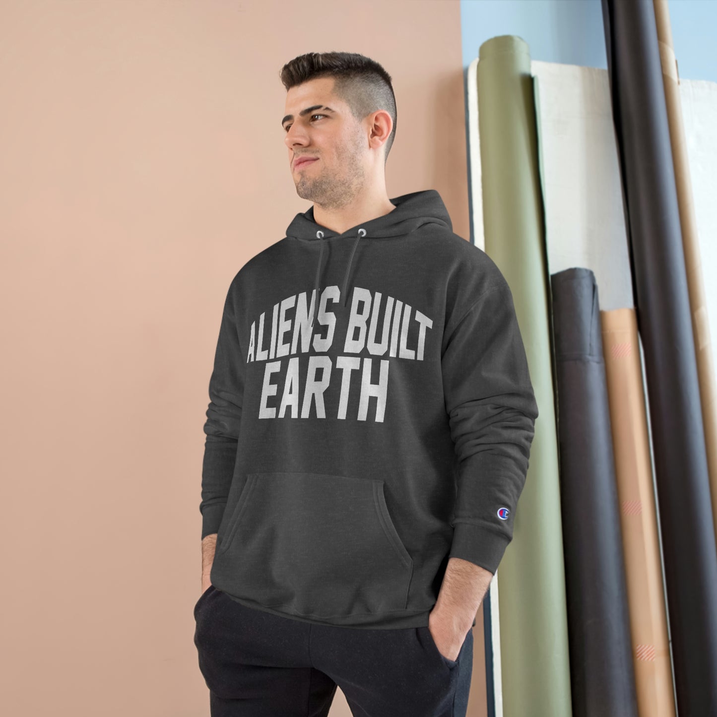 Aliens Built Earth White Label Champion hoodie
