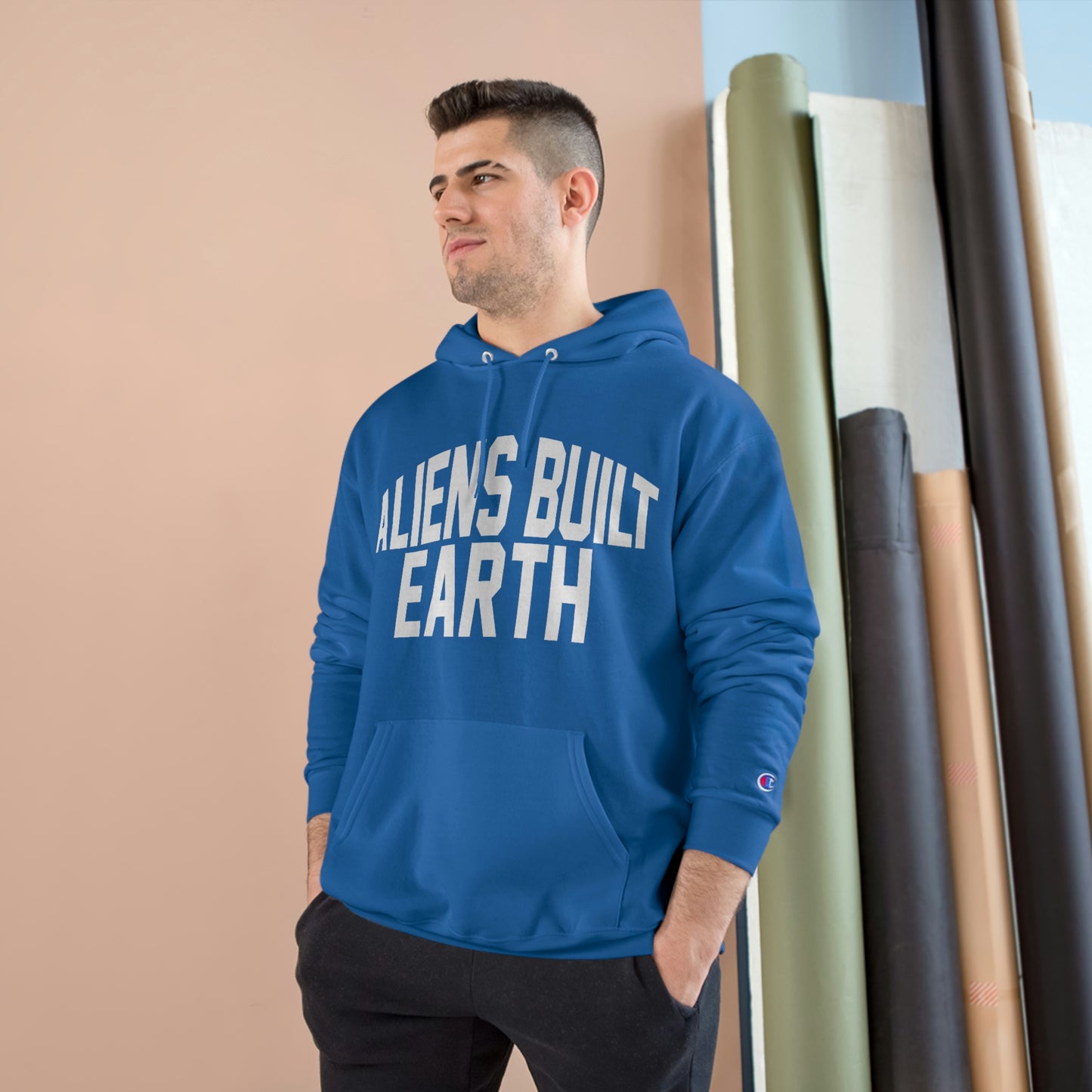 Aliens Built Earth White Label Champion hoodie